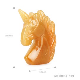 Artistone 2" Yellow Jade Crystal Unicorn Statue and Figurine Hand Carved Healing Gem Unicorn Stone Animal Carvings Collectible Crafts Ornament for Home,Office Room Decor