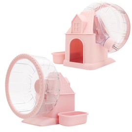 Seehelme 4 in 1 Leises Hamsterrad Multifunktional Hamster Laufrad Groß Leises Spinner Laufrad mit Futternapf, Wasserflasche,Versteck für Syrische Zwerghamster Rennmäuse (M,Φ/ 20cm)