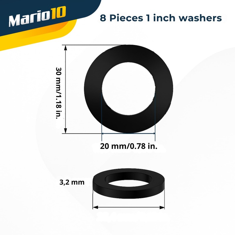 Mario10 24-Piece Rubber Hose Washer Set – 1/2", 3/4", and