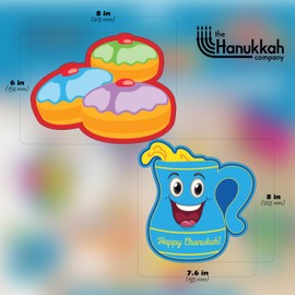 Hanukkah Swirl Decorations - 8 Foil Swirls with 8 Hanukkah Cutouts - Menorah, Dreidel and Gelt Hanukkah Decorations - Multicolored Chanukah Décor