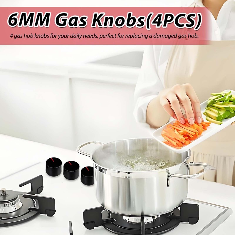 iTYOOS 4 Pieces Oven Knobs, Rotary Knob 6 mm, Cooking