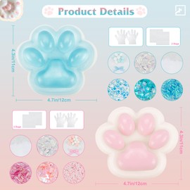 ZIFTY 2Pcs Large Paw Squishy Toys Big Furry Cat Paw Squeeze Toys 4.7 Inch Stress Relieving Fidget Toy Sensory Toys for Adults with DIY Accessories (Pink & Blue)