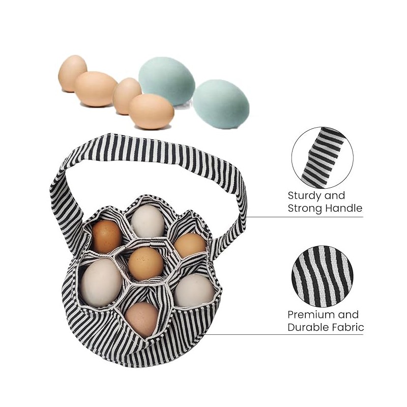 WEZCHUGHAOL Rustic Striped Egg Collecting Basket for Home and Garden