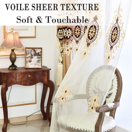 VOGOL Customized Simple Chenille Jacquard Sheer Window Elegance Curtains/Drapes/Panels/Treatments for Bedroom Living Room, 54 x 96, Top Grommets(2 Panels)