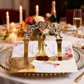 Golden 3D Pop-Up Wedding Card, Elegant Congratulations Card, Wedding Gifts for Newlyweds, Invitation Cards, Romantic Pop-Up Card for Bride and Groom