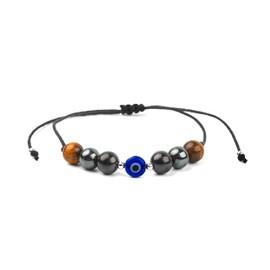 Karelian Heritage Evil Eye Triple Protection Bracelet Negative Energy Blocker with Shungite, Hematite and Tiger Eye | Crystal Healing Jewelry for Women Men BO131