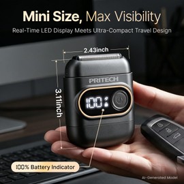 PRITECH Mini Foil Shaver for Men, Cordless Electric Razor USB-C Fast Charge