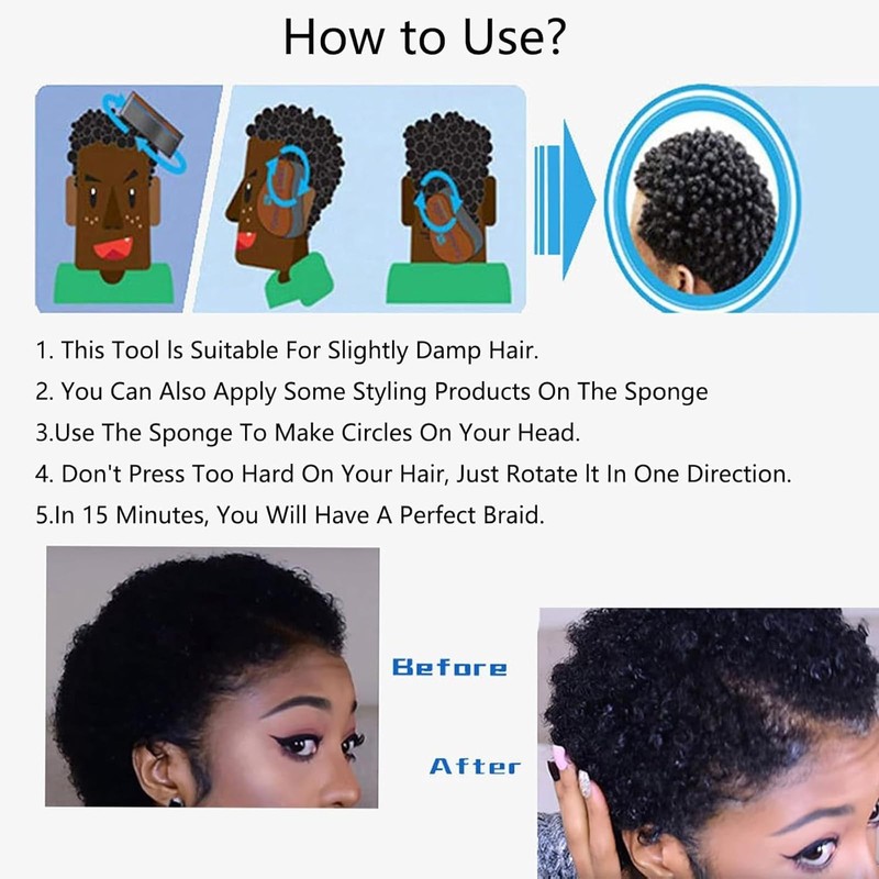 5 Piece Hair Sponge Set, Double Sided Oval Magic Twisting