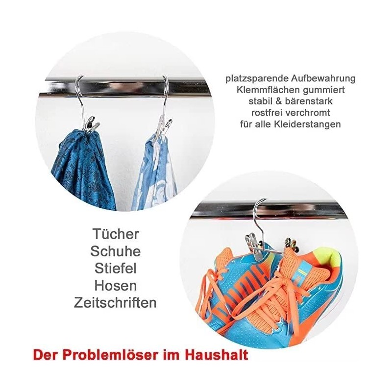 Norhogo Pack of 9 Multifunctional Metal Hangers, Double Adjustable Clips,