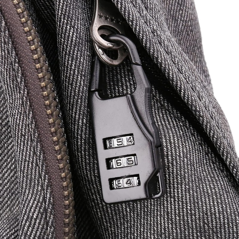 Black Zinc Alloy Three-Wheel Mini Code Lock Luggage Zipper Lock