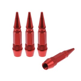 HEROFFIX 4 Pcs Decorative Tire Valve Stem Caps Pointed Head Type 60mm Tyre Valve Dust Covers for Most Cars Truck Red Aluminum Alloy