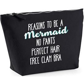 Hippowarehouse Reasons to be a mermaid: No pants perfect hair free clam bra printed make up cosmetic wash bag 18x19x9cm