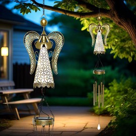Solar Angel Wind Chime - 36.6" Retro Angel LED Wind Chimes, Metal Solar Fairy Wind Chimes Hanging Lights, Fairy Gifts for Home, Outdoor, Yard, Patio, Garden Decor