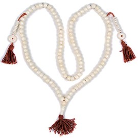 BUDDHAFIGUREN Mala Beads Buddhist Praying Chain White Yak Horn 8 mm