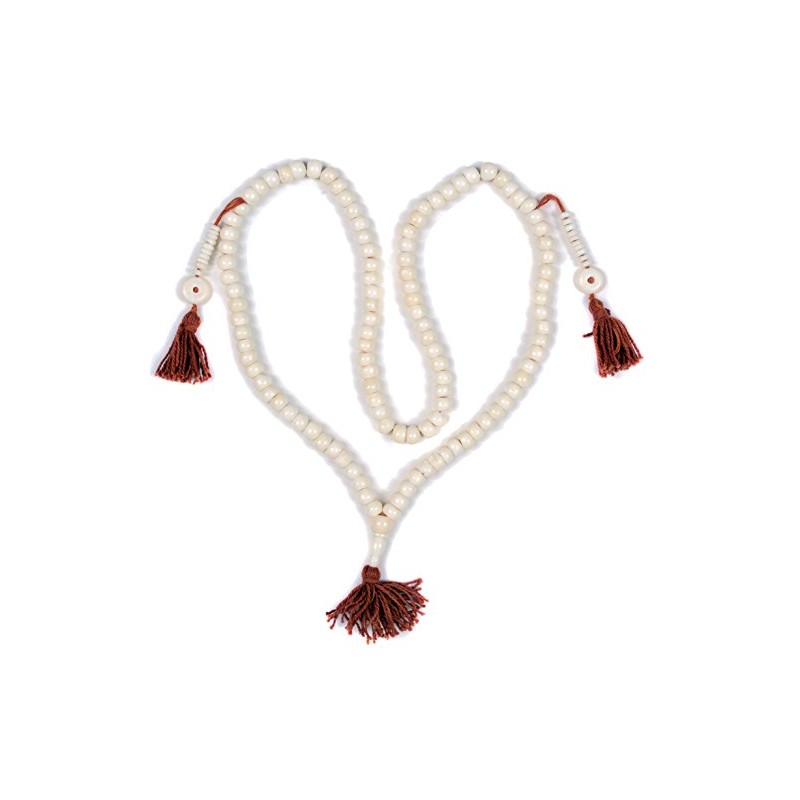 BUDDHAFIGUREN Mala Beads Buddhist Praying Chain White Yak Horn 8