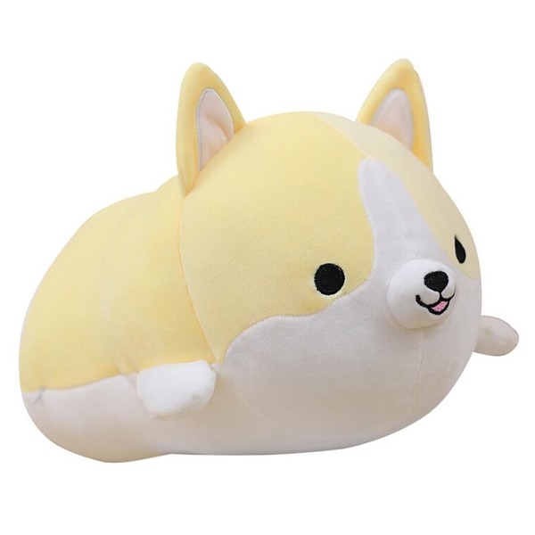 Levenkeness Corgi Dog Plush Pillow, Soft Cute Shiba Inu Akita Stuffed Animals Toy Gifts (Yellow, 17.7 in)