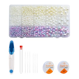 Imitation Beads, 1725 Pieces, 4/5/6/8/10 m, Glass Beads, Round Loose Beads, Artificial Pearl with Hole Round for Summer Boho Bracelets, Jewellery Making Necklace Bracelets, Craft DIY