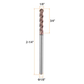 sourcing map Ball Nose End Mill 4 Flute 1/8" Diameter 1/8" Shank Tungsten Carbide Uncoated Spiral CNC Router Bits 3/4" Cutting Length Single End Ball for Carving Engraving Grinding