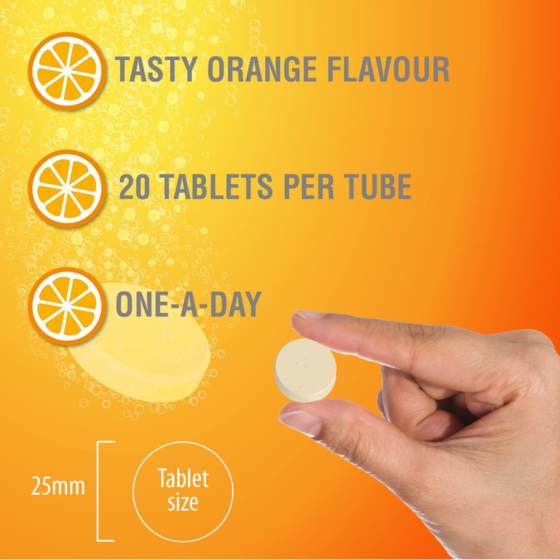 Vitamin C 1000mg Effervescent Tablets - Orange Flavour - 6