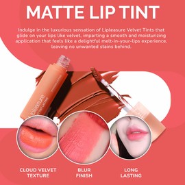 MAKEHEAL] Lipleasure Velvet Lip Tint Lasting, Matte Long-Lasting Lip Tint, Velvet Blur Finish, Smooth and Hydrated Lips All-Day, Vibrant and Soft Shades (02 - Peach)