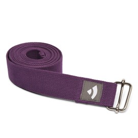 Bodhi Yoga Strap Asana Belt Made of Cotton with Metal Sliding Buckle, Practical Yoga Accessory, Basic Aid Not Only for Beginners purple