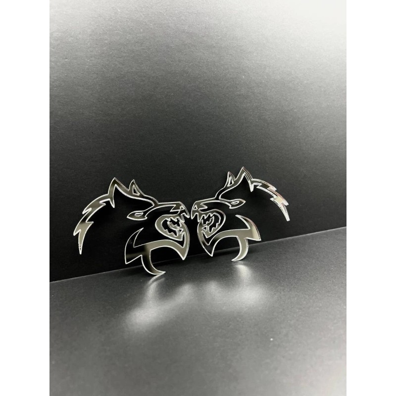 Emblem Badge Mirror Wolf Badges Emblem Car/Truck, (2) BADGES, Fender