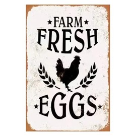 Vintage Farm Fresh Eggs Metal Sign, Rustic Kitchen Wall Decor, Farmhouse Style