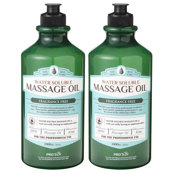 Prozubi Water Solble Massage Oil, Unscented, 3.3 fl oz (1 L) (Set of 2) Body Massage Oil, Body Oil Water Soluble Aroma Massage Oil, Mineral Oil Unscented, Commercial Use