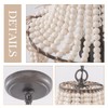 Wood Beaded Chandelier 3-Light Bohemia Pendant Light Fixture Farmhouse Round