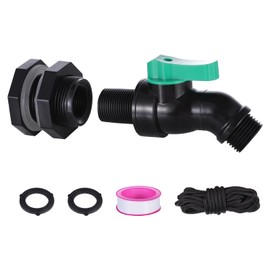 walkinginrain Rain Barrel Spigot Kit, High Flow Rain Barrel Faucet with bulkhead fitting, for Water Tanks, Aquariums, Pools