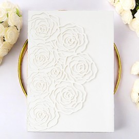 Rodvanvo 20 Pcs Laser Cut Wedding Invitations Card Pocket with Envelope for Birthday Party Baby or Bride Shower Invite suitable for 5 * 7 Inches Insert Paper (Ivory)