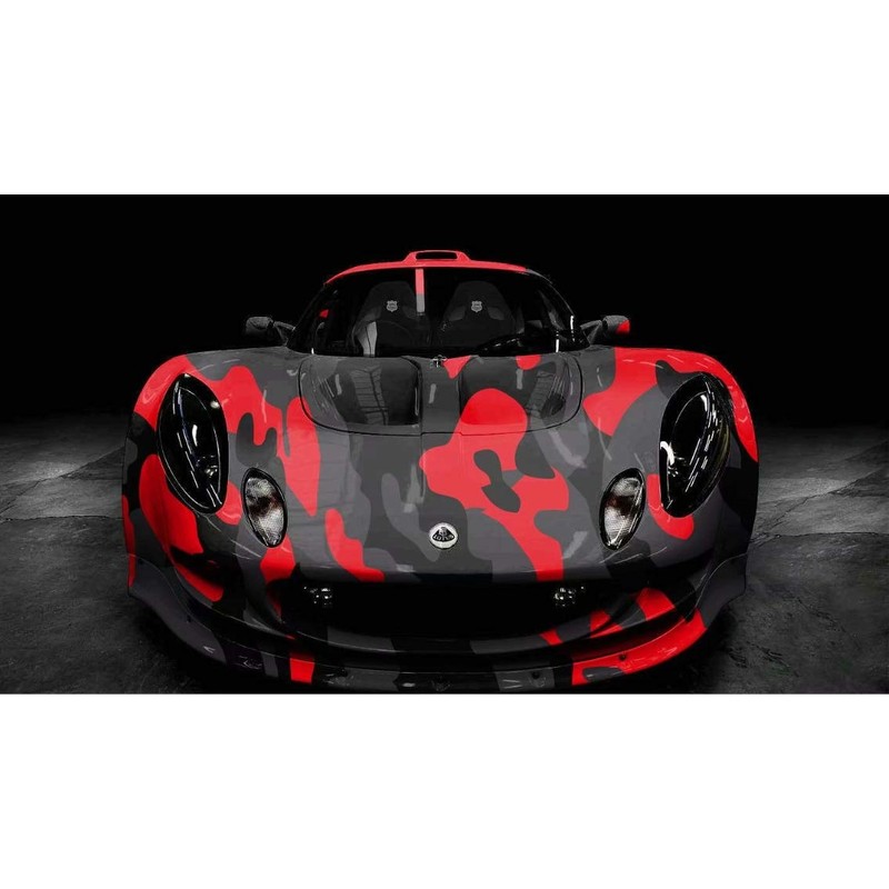 RED Black Gray Camouflage Vinyl Car Wrap Film Sheet +