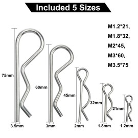 20Pcs Cotter Hairpin Assortment Kit, CoiTek Stainless Steel Hitch Pin Clips for Tractor, Truck, Tillage Machine, R Clips Retaining Needle, 5 Size
