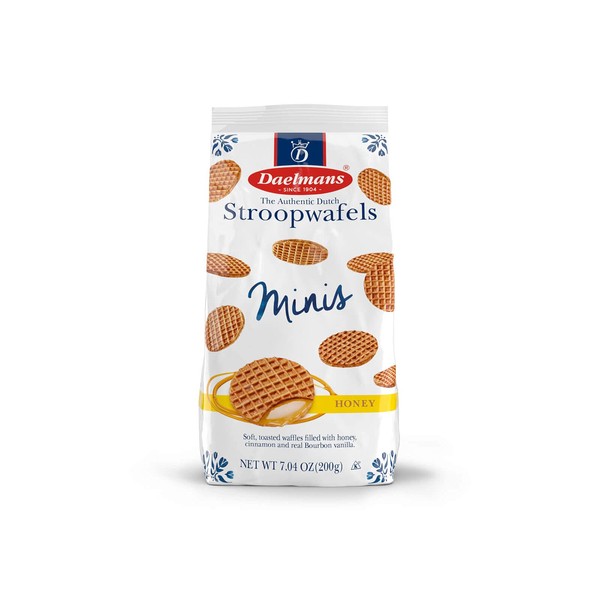 DAELMANS Stroopwafels, Dutch Waffles Soft Toasted, Honey, Office Snack, Mini Size, Kosher Dairy, Authentic Made In Holland, 1 Bag, 7.04oz