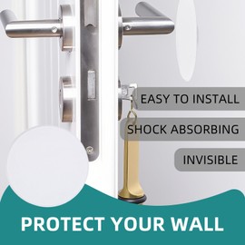 NICENEEDED 8 PCS Self Adhesive Door Knob Protector, 4.7 Inch White Round Door Stoppers Wall Shield Cushion, Shock Absorbent PP Quiet Wall Protector For Home Door Guard