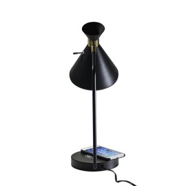 Adesso 4507-01 Maxine Desk Lamp Wireless Charging, 7W LED, 5W QI, USB Port, Indoor Lighting Lamps