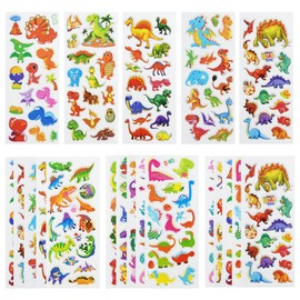 24 Sheets(400+) Dinosaur 3D Puffy Stickers for Toddlers Kids, Bulk Preschool Sticker Sheets for Reward, Craft, Scrapbooking