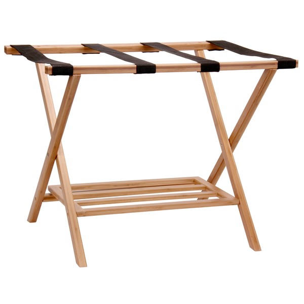 Household Essentials Fully Assembled Folding Luggage Rack with Lower Storage