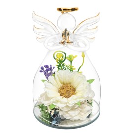 yiwuhongyuz Birthday Gifts for Women, Artificial Flower Sunflower Gifts in Glass Angel Figurines, Anniversary, Valentines Day Gifts for Women, Birthday Unique, Angel Gifts from Daughter
