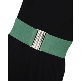Ro Rox Florence Vintage Belt | Elasticated Belt For Women | Retro Wide Belt | Nurse 50's Style Belt | Belt With Stretch | Ladies Belts For Dresses With Silver Buckle, Green, L