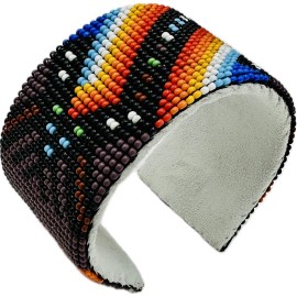 BeadsCorner Handmade beaded Purple Multicolored Hard Cuff bracelet