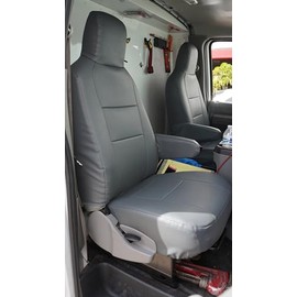 Iggee for Ford E-150 E-250 E-350 Van Custom Made Original Fit Premium Leatherette 2 Front seat & 2 Armrest Covers (Charcoal)