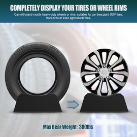 SYWAN Car Tire Display Rack, Tire Wheel Stand Base for Display Adjustable Width Rim Storage Wheel Rim Holder Tire Tray Base for Exhibition Shop Garage Trade Show, Black (4)