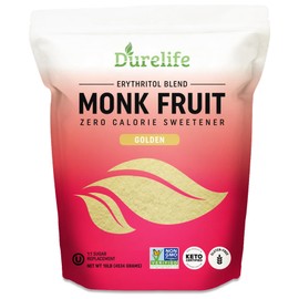 Durelife Golden Monk Fruit Sweetener, 1:1 Sugar Replacement, Keto Diet Friendly, Zero Calorie, Kosher Sugar Substitute, Golden - 10 lb Bulk Size