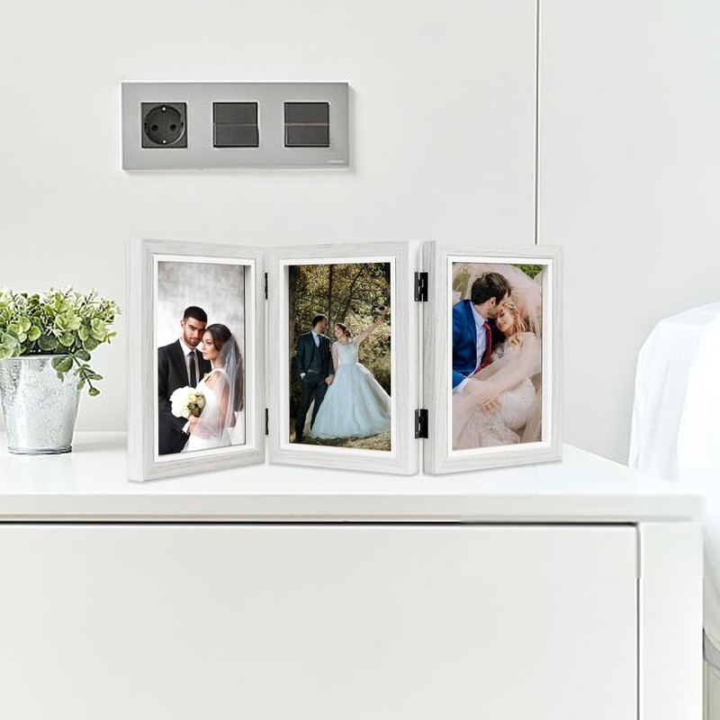 Trifold Photo Frame, 6x4 inches 3 Photos Collage Frame Hinged