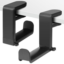Tandoler for Headset Headphone Hook Holder Hanger Mount, Headphones Stand with Adjustable & Rotating Arm Clamp, Under Desk Design, Universal Fit，Built in Cable Clip Organizer,Black
