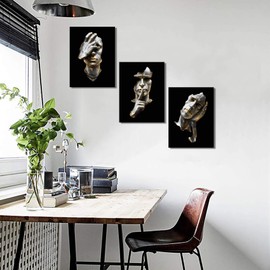 Derkymo 3 Pieces Black and White Abstract Figure Statue Sculpture Canvas Print Modern Sculpture Canvas Wall Art Framed Ready to Hang (12"x16"x3pcs)