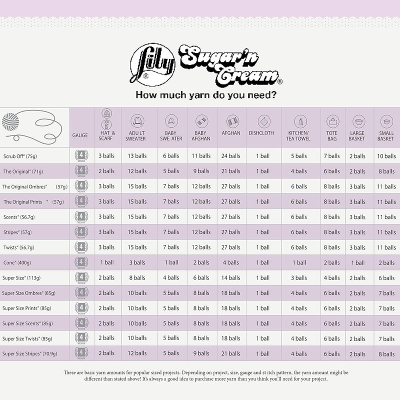 Lily Sugar 'N Cream The Original Solid Yarn, 2.5oz, Medium