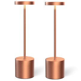AUDLES Cordless Table Lamp – 2 Pack Rechargeable Table Lamps, 5000mAh Battery Operated Lamp with 3-Color Dimmable Light, Outdoor Table Lamp for Bedroom, Restaurant, Patio, Home Décor (Rose Gold)