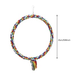 Colorful Bird Cotton Rope Swing Perch Climbing Stand Toy, Large Circle Cage Hanging Toy for Cockatiel Conure Cockatoo Parakeet Cage Hanging Decor (Large)